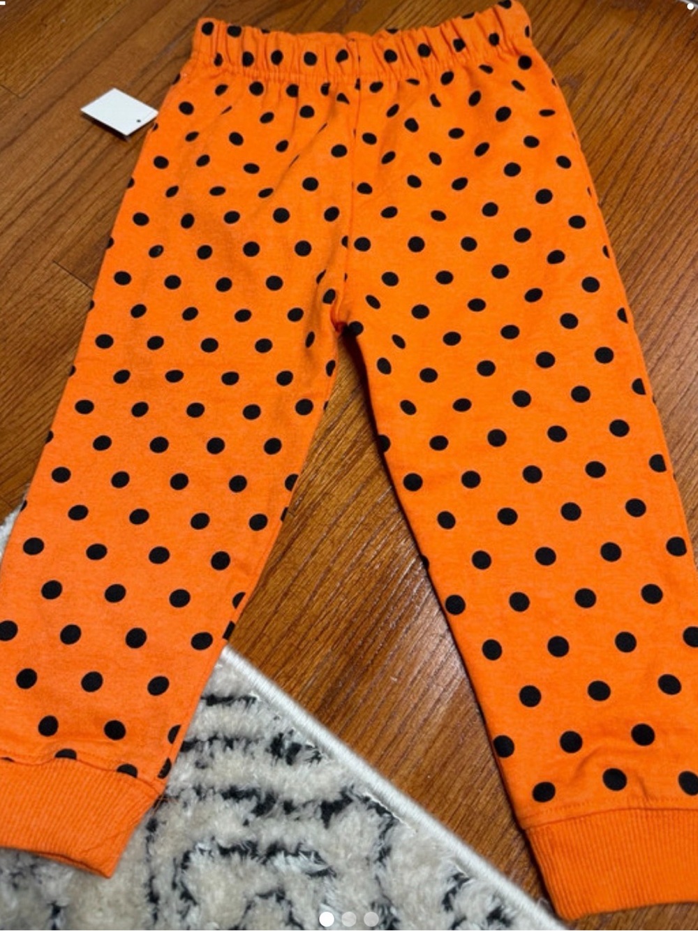 Kids Orange Polka Dot Stretch Joggers Disney Junior Minnie Halloween 2T